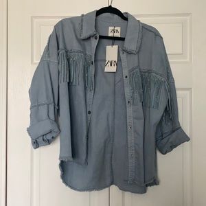 Zara fringe button up top